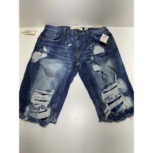 Evolution In Design Men’s Distressed Y2K Denim Jean Shorts Skater Mid Rise New